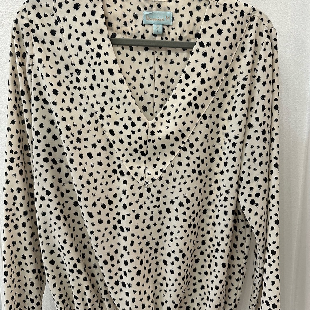 Veronica M Black and Cream Patterned Top